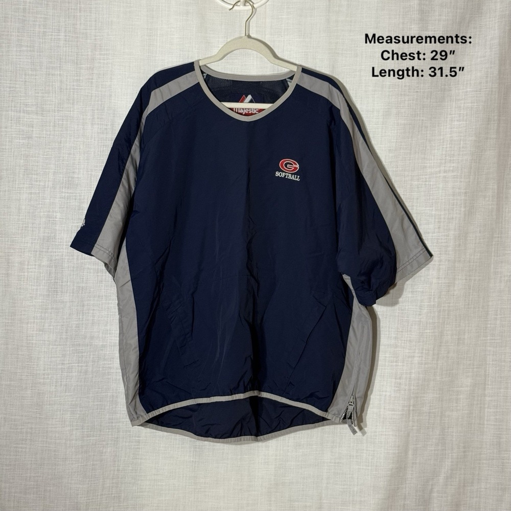 Majestic Softball Coaches Pullover XXL Navy‎ Gray Batting Practice Windbreaker